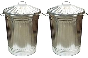 OptiProducts 2 x Large 90L Litre Galvanised Steel Metal Bin With Lid Ideal for Animal Feed/Storage/Rubbish/Dustbin