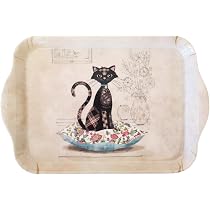 Plateau Rectangulaire Chat Vélo BUG ART - Mélamine Alimentaire 38 X 17 Cm - Accessoire De Cuisine Ludique