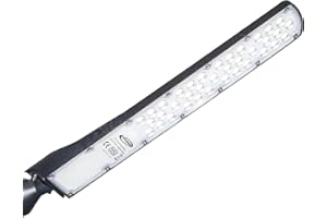 Planetitaly Lampione Stradale LED 100W Ultra Slim, 220V, 8400 Lumen, Luce fredda 6500K, Angolo 90°, Impermeabile IP65, Alluminio, Faro Armatura con Inclinazione Regolabile 90° (100W-S)