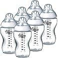 Tommee Tippee Closer to Nature Clear Bottles 340 ml Silicone Teat with Sensitive Anti-Colic Valve Set of 6