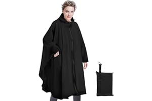 Sensong Regenponcho für Damen, Unisex Regenjacken Regencape, Wasserdicht mit Kapuze und Reißverschluss Wiederverwendbar Regenmantel für Wandern Camping Radfahren Reisen