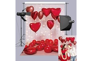 BATE Valentine's Day Red Love Heart Photography Backdrops 5X7ft Wedding Bridal Shower Anniversary Party Photo Background Girl Birthday Decor Supplies Props