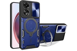 SEAHAI Etui do OPPO A78 4G, ultracienkie, silikonowe, TPU, odporne na wstrząsy, hybrydowe, twarde PC, fajny styl, z przesuwaną osłoną na aparat i metalowym pierścieniem, magnetyczną podpórką -