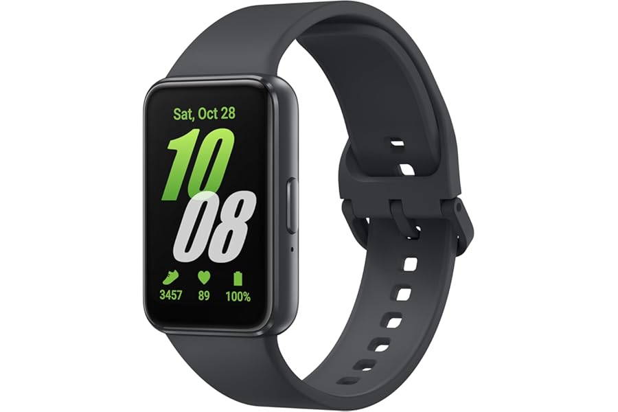Samsung Galaxy Fit3 (Grey) | 4cm AMOLED Display | 13 Day Battery | Over 100 Exercises | Multimedia Control | Track Sleep | Monitor Your Workout