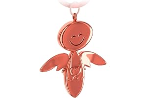 Fabach Brelok z aniołem stróżem z uśmiechniętą twarzą i sercem – elegancki wisiorek anioł wykonany z metalu, w kolorze srebrnym, różowym, czarnym, brązowym – prezent, talizman powodzenia do przeprowadzenia testu jazdy – bezpieczna jazda