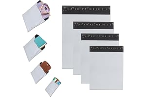 AENZA 100Stück 4 Größen Versandtaschen Warensendung Versandbeutel Blickdicht Selbstklebend Versandtaschen Plastik Versandtüten für Kleidung Logistikverpackungen Transport Verpackungskarton