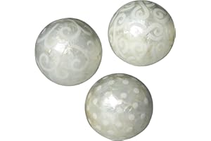 DRW Set de 3 Bolas de nacar Surtidas ø10cm (Blanco)