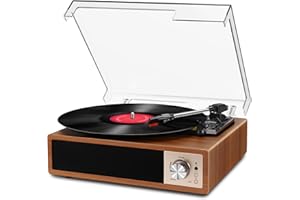 Regevo Plattenspieler Bluetooth 5.4 - Vinyl Schallplattenspieler mit Integrierten Lautsprechern, 3 Geschwindigkeiten (33/45/78 U/min), USB-Digitalisierung, Retro, RCA, AUX, Kopfhöreranschluss, Braun