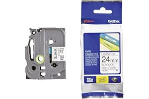 Brother TZe-251 Labelling Tape Cassette, 24 mm (W) x 8 m (L), Laminated, Brother Genuine Supplies - Black on White - Packaging May Vary