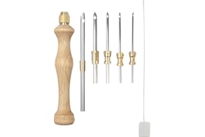 Genikeer Kit D'aiguilles À Poinçonner, Aiguille À Poinçonner À Broder, Ajustables Needle Kit, Stylo À Aiguilles Broderie Avec Manche En Bois, Broderie D'aiguille De Poinçon Kit Pour Coudre