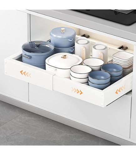 WELLTE Uitschuifbare Keukenlade, Telescoop Lade Organizer (32-52 cm B x WELLTE Uitschuifbare Keukenlade, Telescoop Lade Organizer (32-52 cm B x