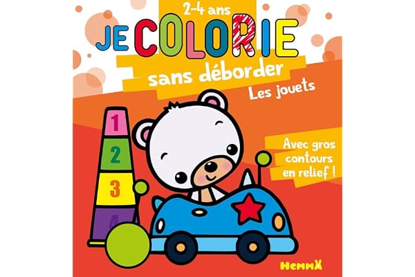 Les jouets - Bloc de coloriages aux contours épais pailletés et en relief - dès 2 ans