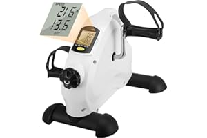 NEULRISCN Mini Vélo d'Appartement Portable Pedalier d'Appartement, Kit d'Entraînement au Pédalier avec Moniteur Nnumérique et Tapis Antidérapant, Résistance Réglable Pédalier d'Entraînement pour Seniors