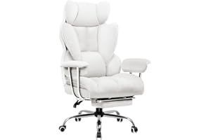 GTPLAYER Chaise Gaming, Fauteuil Gaming, Chaise de Bureau Ergonomique, Siège de Bureau Réglable, Hauteur d'assise réglable, avec Repose-Pieds Télescopique, Chaise pivotante, Blanc