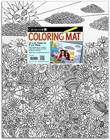 Crescent Cardboard Co Colouring Photo Mat 11-Inch x 14-Inch with 4-Inch x 6-Inch Opening Critters, Acrylic, Multicoloured, 3-Piece