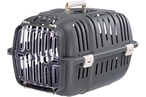 FERPLAST Transportador Rígido para Perros Pequeños y Gatos Jet 10, Puerta Transparente a Prueba de Golpes, Rejillas de ventilación