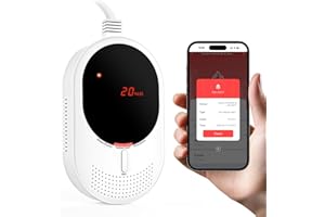 PHYSEN WiFi Detector de Gas y Monóxido de Carbono con Pantalla LED, Certificado EN 50291 y EN 50194, Compatible con Alexa/Google Home App, Detector de Metano y CO para Cocina Cuarto de Caldera, Garaje