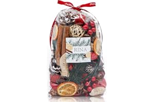 Qingbei Rina Christmas Pot pourri Bags, Apple Cinnamon Scented Red Pot pourri Dried Flower, Holiday Winter Decorative Bowl Vase Filler,Home Fragrance Sachets,500g