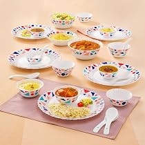 Larah by Borosil Speckle Silk Series Opalware Dinner Set | 27 ...