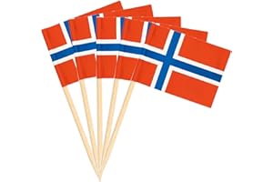 Carpeta 50 Stück * Flaggenpicker + Zahnstocher * für Party und Länderparty | Flag Picks Deko Dekoration Partydeko Fahne Flaggen Länder, Edition: Norwegen