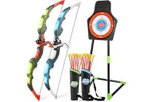 Handwell Arc et Flèche pour Enfants,Ensemble de tir à l'arc à LED,Jouet d'intérieur/extérieur,20 flèches et 2 carquois, jeux de plein air pour enfants de 3-8 ans et plus, cadeau pour garçons et filles