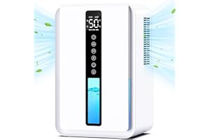 JERVAMNI Deshumidificateur d air electrique - Déshumidificateur silencieux - 3 niveaux de déshumidification - Réservoir d'eau de 2,5 L - Arrêt automatique - Dégivrage automatique - Minuterie de 48 heures