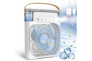 TEKCOOL Mini Cooler for Room Cooling AC Portable Mini Fan Artic Cooler with 7 Colors LED Light, 1/2/3 H Timer, 3 Wind Speeds and 3 Spray Modes for Office,Home,Dorm,Travel?