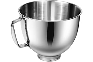 PQPO Cuenco mezclador de acero inoxidable 4.5 y 5 compatible con batidora Kitchen Aid