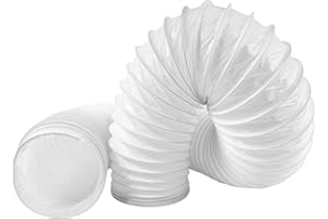 12.5 cm / 125 mm - 3 m long white PVC dust collection pipe - vacuum tube - flexible vacuum hose - ideal for greenhouse tents, grow boxes, greenhouses, house ventilation plastic - spring steel wire