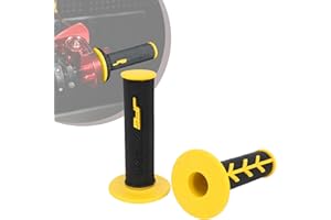 JFG RACING 1 Paire de Poignées Guidon Moto,Poignées Moto 22 mm/24 mm,Poignées Accelerateur Antidérapantes pour Pit Dirt Bike Motocross-Jaune