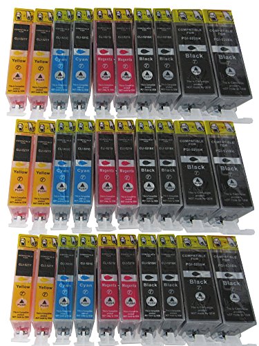30 komp. Druckerpatronen mit Chip für Canon Pixma ip3600 ip4600 ip4700 mp540 mp545 mp550 mp560 mp620 mp630 mp640 mp980 mp990 mx860 mx870 kompatibel mit Chip / Canon PGI-520BK CLI-521BK CLI-521C CLI-521M CLI-521Y Sie erhalten 6x PGI-520bk + 6x CLI-521BK + 6x CLI-521C + 6x CLI-521M + 6x CLI-521Y