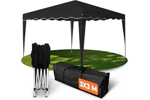 Kronenburg Tonnelle Pliable Imperméable 3x3m – Pavillon Jardin Anti-UV 50+ Système Ciseaux – Abri Extérieur Robuste Noir