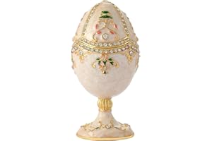 QIFU Vintage Easter Egg Styal Hand Painted Enameled Decorative Trinket Box Hinged