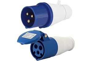 WPNCYK 2 Pcs 16amp Plug, 16amp Socket, 16a Plug, 16 Amp Plug, 16amp Socket, Ip44 Waterproof Industrial Connector for Caravan Camping Construction Agriculture Airports Docks