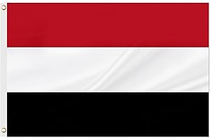 ASUNO Yemen Flag 90 × 150 CM Polyester Yemeni National Banner with 2 Brass Grommets Double Side Vivid Color Fade Resistant for Outside Garden Lawn Patio