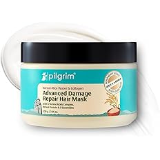 Pilgrim Unscented Korean Rice Water & Collagen Advanced Damage Repair Mask|Deep Repair for Dry,Frizzy & Damaged Hair|With 17 