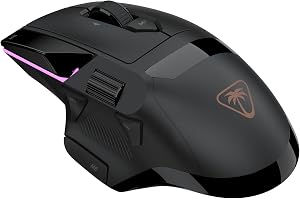 Turtle Beach Command Series MC5 trådlös spelmus – 8K-sughastighet, optisk uggla ögonsensor med 30 000 DPI, 4D-rullhjul, titan