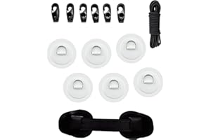 Anwangda 6 anillos en D para kayak, kit de aparejo profesional resistente para cubierta elástica SUP, para bote inflable de PVC, accesorios de cubierta de kayak, canoa (blanco)