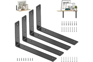 GOFOWRK 4 Stück Regalhalterung, 10Inch/255×150mm Schwerlast L Regalwinkel, 5,4mm verdickt, 90 Grad Schwerlastwinkel für die Wandmontage, Tragkraft 100 KG, Schwarz