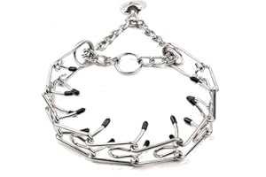 Ulalaza Collar de Entrenamiento con Punta de Perro con Puntas de Goma Pit Bull Pastor alemán Collar de pellizco de Metal Suministros para Mascotas