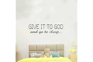 SEATUNE Wall Decals, Wall Stickers for Bedroom, (Easy to Apply), Vinyl Wall Decor Art Quotes Inspirational Motivational Men Women Adults Scripture Bible Verse Give It to God and Go to Sleep 35"X9.8"