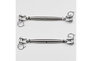 DELY TRADE Lot de 2 tendeurs M4 soudés, fermés en acier inoxydable A4