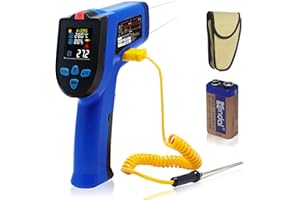 KETOTEK Termometr laserowy pistolet na podczerwień bezdotykowe cyfrowe termometry do żywności -50 ~ 550℃ (-58-1022℉) termometr laserowy kuchenny profesjonalny rejestrator temperatury