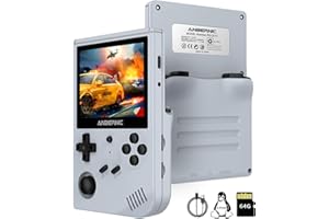 Whatsko RG351V Console de Jeux Portable,Système Open Source,Built-in WiFi en Ligne Sparring 64G TF Card 2500+ Jeux,3.5 inch Ecran IPS Console de Jeux Rétro(Gris)