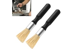 ERIOSCAR 2 Piezas Brochas para Cafeteras, Cepillos para Cafeteras Mango de Madera, Cepillo de Limpieza, Pincel Vegano de Limpieza para Cafetera para Máquinas de Café, Portafiltros y Molinillos
