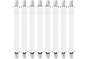 Hanyousheng 8 klipsów do prześcieradła, 30 cm - 130 cm, regulowane paski do prześcieradła, elastyczne klipsy do prześcieradła, uchwyty do prześcieradła i paski na materac do pościeli, poszewki na