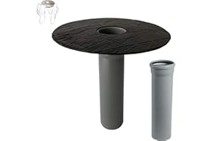 HAHN HANDELSHAUS Kit d'écoulement de toit plat DN 70 avec piège à feuilles au choix avec tuyau coudé et tuyau HT, bride de bitume, gully de toit, entrée, drainage de toit, DN 75 (tuyau HT de 500 mm)