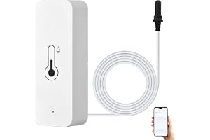 VEGOATY Sensor Termostat Hygrometer WiFi: Smart WLAN-termometer Hygrometer med Extern, Intern Sensor för Frys, Akvarium, App