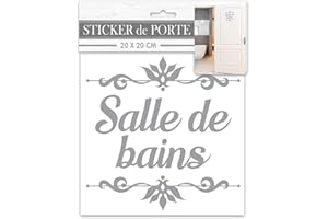 Les Trésors De Lily [R2095 - Sticker Porte 'Salle de Bains' Gris - 20x20 cm