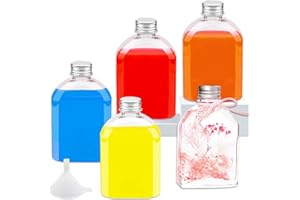 Kitnish Mini Alcohol Bottles 100ml Juice Bottle With Silver Screw Caps,Reusable Empty Bottles With Funnel,Mini Plastic Bottles Shot Bottles Mini Bottles Suitable for Going Out And Party.